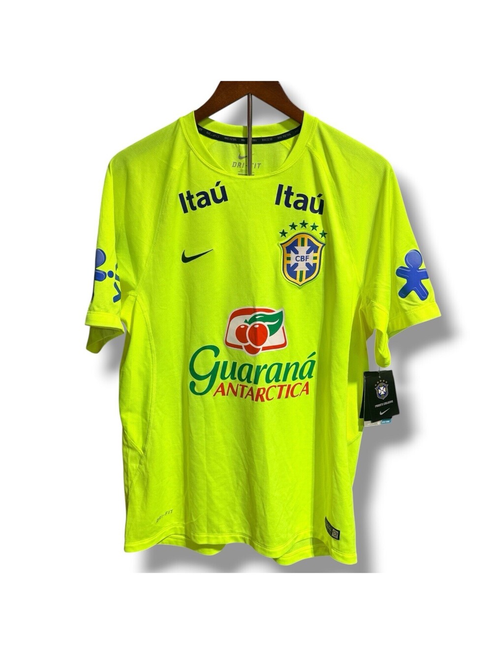 2014 Nike Brazil CBF Training Jersey Men’s L Volt Guarana NWT 614471-716